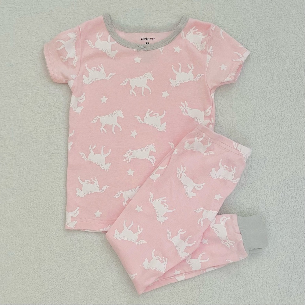 Carter's Unicorn Stars Short Sleeve Pajamas Matching 2pc Set 100% Cotton